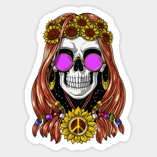 Hippie Skull Sticker